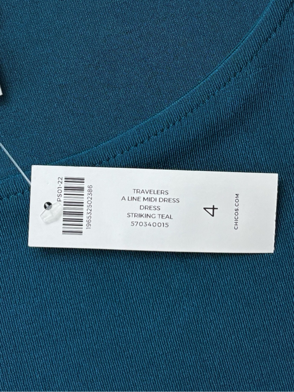NWT Chico's Travelers Striking Teal A-Line Midi Dress Size 4 US 20/22 2XL - Picture 11 of 11
